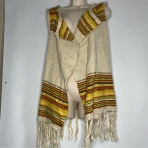 Boho Chic Boohoo Brand Striped Acrylic Vest, Size Small